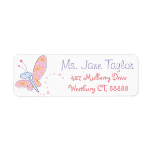 The Happy Butterfly Baby Shower Return Address Label