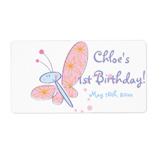 The Happy Butterfly Birthday Water Bottle Label