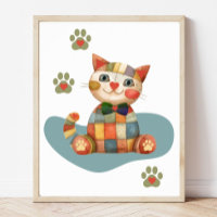 The Happy Cat Colourful Patchwork Custom
