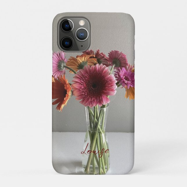 The Happy Gerbera Colourful Flower +Custom Name Case-Mate iPhone Case (Back)