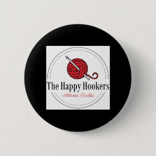 The Happy H Atlanta Crochet Logo Button-Blk 6 Cm Round Badge