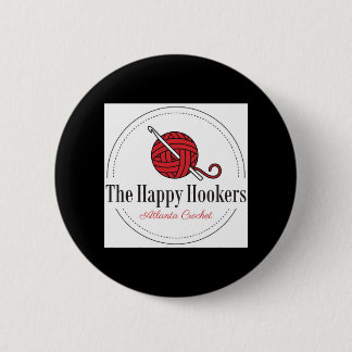 The Happy H Atlanta Crochet Logo Button-Blk 6 Cm Round Badge