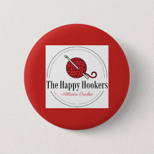 The Happy H Atlanta Crochet Logo Button-Red 6 Cm Round Badge