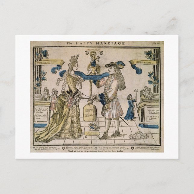 The Happy Marriage (stencil coloured woodcut) Postcard (Front)