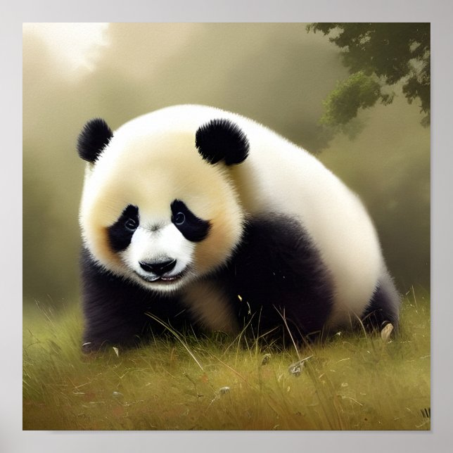 The Happy Panda Digital Art Poster (Front)