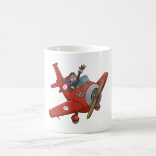 The happy pilot in the red plane. coffee mug