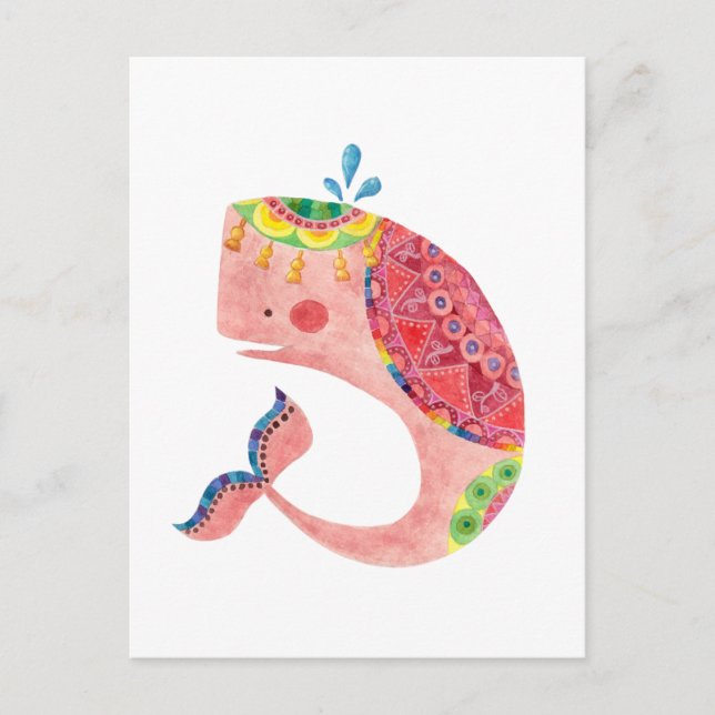 The Happy Pink Whale Postcard (Front)