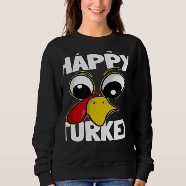 The Happy Turkey Family Group Matching Thanksgivin Sweatshirt (Front)