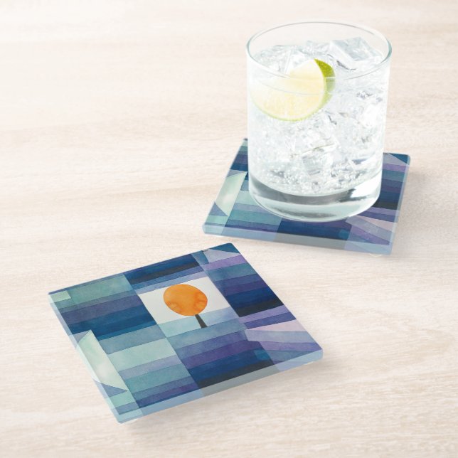 The Harbinger of Autumn - Paul Klee - Modern Art Glass Coaster (Angled)