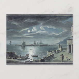 The Harbour and the Cobb, Lyme Regis by Moonlight Postcard