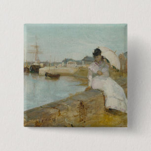 The Harbour at Lorient, 1869 (oil on canvas) 15 Cm Square Badge