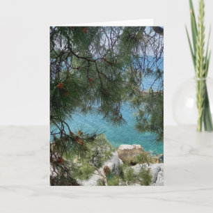 The harbour at Skiathos Port. Blank. Card