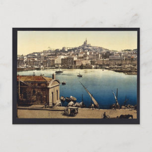 The harbour, Marseilles, France vintage Photochrom Postcard
