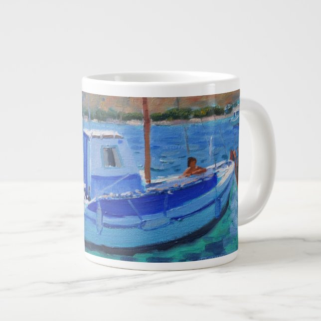 The harbour Tinos  2012 Large Coffee Mug (Front Right)