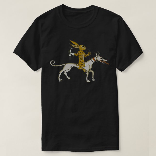 The Hare and the Greyhound take the Snail on a hun T-Shirt (Design Front)
