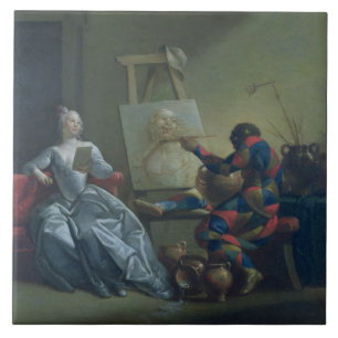The Harlequin Painter, c.1742 (oil on canvas) Ceramic Tile