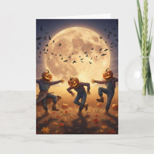 The Harvest Moon Scarecrow Dance On Halloween Card
