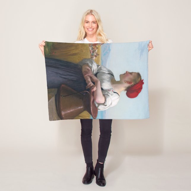 The Harvester, Bouguereau Fleece Blanket (In Situ)