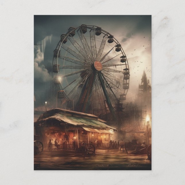 The Haunted Abandoned Carnival Ferris Wheel Tent Postcard (Front)