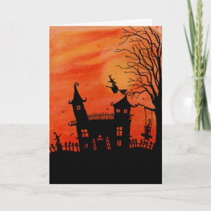 The Haunted Witches House Halloween Card