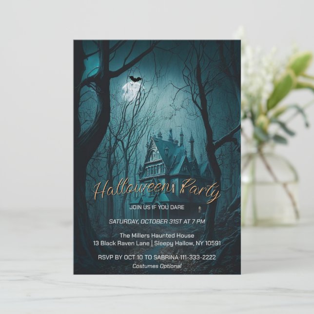 The Haunting Halloween Party Invitation (Standing Front)