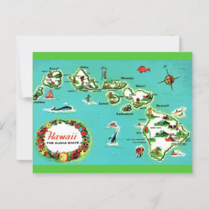 The Hawaiian Islands Map Postcard