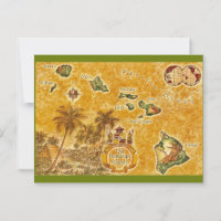 The Hawaiian Islands Vintage Map Postcard