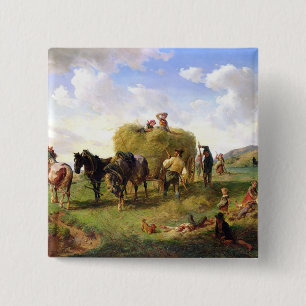 The Hay Harvest, 1869 15 Cm Square Badge
