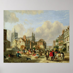 The Haymarket, Norwich, 1825 (oil on panel) Poster