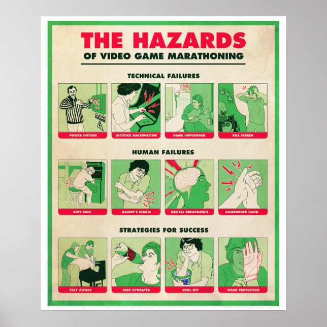 THE HAZARDS OF VIDEO GAME MARATHONING Large Poster (Front)