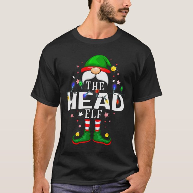 The Head Elf Christmas Family Pajama Party  T-Shirt (Front)