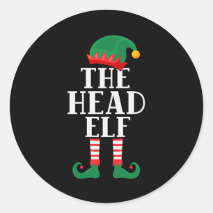 The Head Elf Funny Christmas Classic Round Sticker