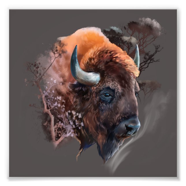 The head of a European bison Photo Print (Front)