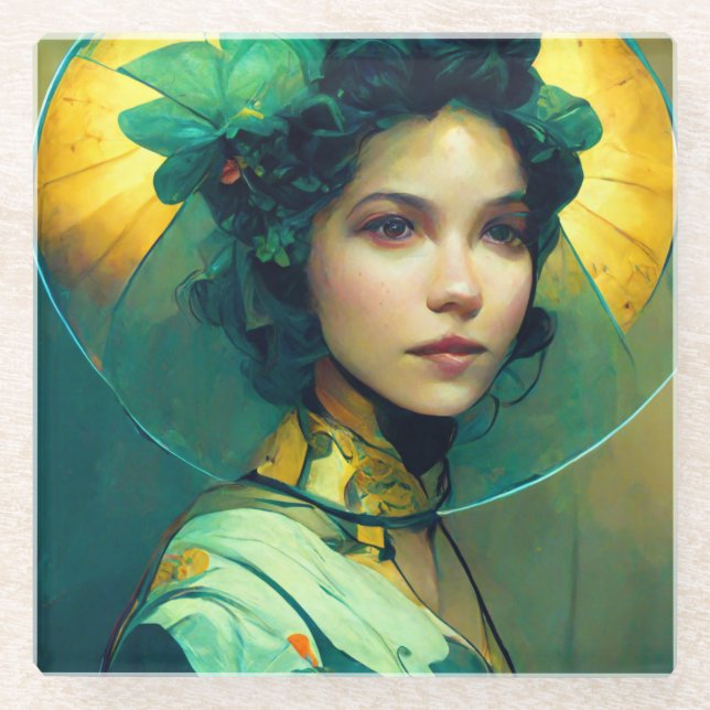 The Headdress Fantasy Sci-Fi Glass Coaster (Front)