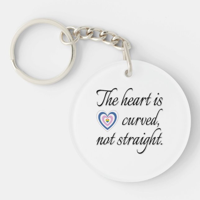 The Heart Is Not Straight Key Ring (Front)