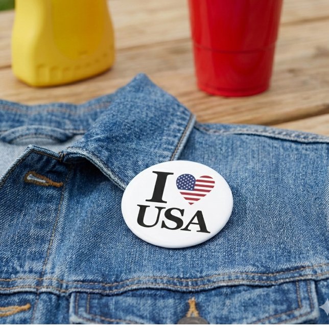 The "Heart of America" Statement Button (Patriotism You Can Wear.)