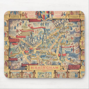 The Heart of Birmingham, England Map Mouse Pad
