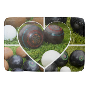 The Heart of Lawn Bowls: A Vintage Photo Collage Bath Mat