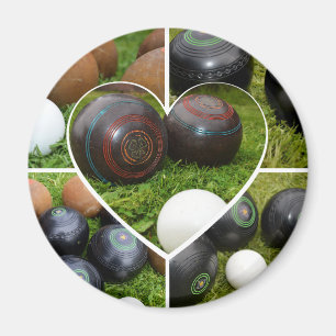 The Heart of Lawn Bowls: A Vintage Photo Collage Magnet