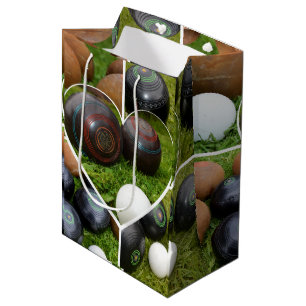 The Heart of Lawn Bowls: A Vintage Photo Collage Medium Gift Bag