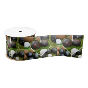 The Heart of Lawn Bowls: A Vintage Photo Collage Satin Ribbon