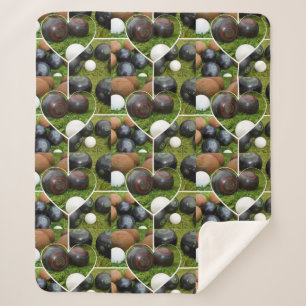The Heart of Lawn Bowls: A Vintage Photo Collage Sherpa Blanket