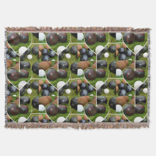 The Heart of Lawn Bowls: A Vintage Photo Collage Throw Blanket