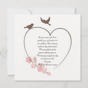 “The Heart of Love Bird’s” Wedding Thank You Card
