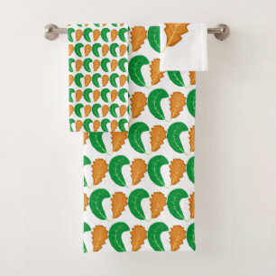 The Heart of Nature Green and Brown leaves  Bath Towel Set