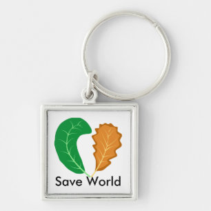 The Heart of Nature Green and Brown leaves Key Ring