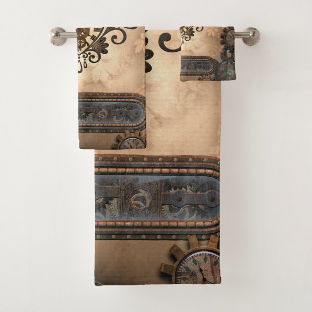 The heart of steampunk bath towel set (Insitu)