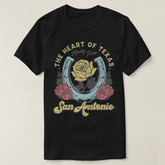 The Heart Of Teas San Antonio Roses Horseshoe Prem T-Shirt (Design Front)