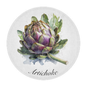 The Heart of the Garden: Artichoke in Watercolor Cutting Board