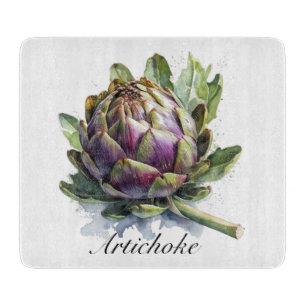 The Heart of the Garden: Artichoke in Watercolor Cutting Board